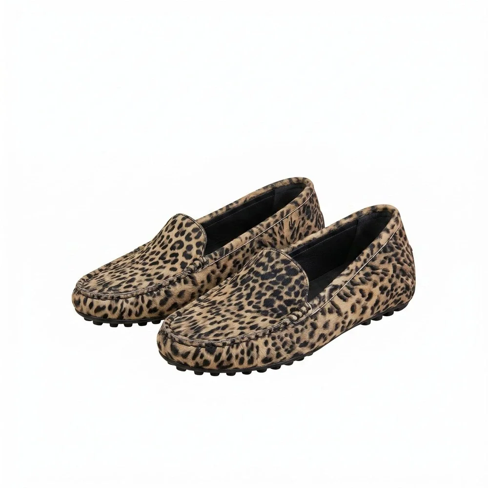Womens Leopard Print Driving Loafers Animal Pattern Slip On‎ Moc Toe Shoes 8.5